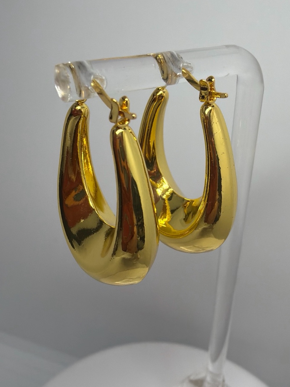 Polished 14k Yellow Gold plated Tear drops shapes Hoop Earrings- For Sale!